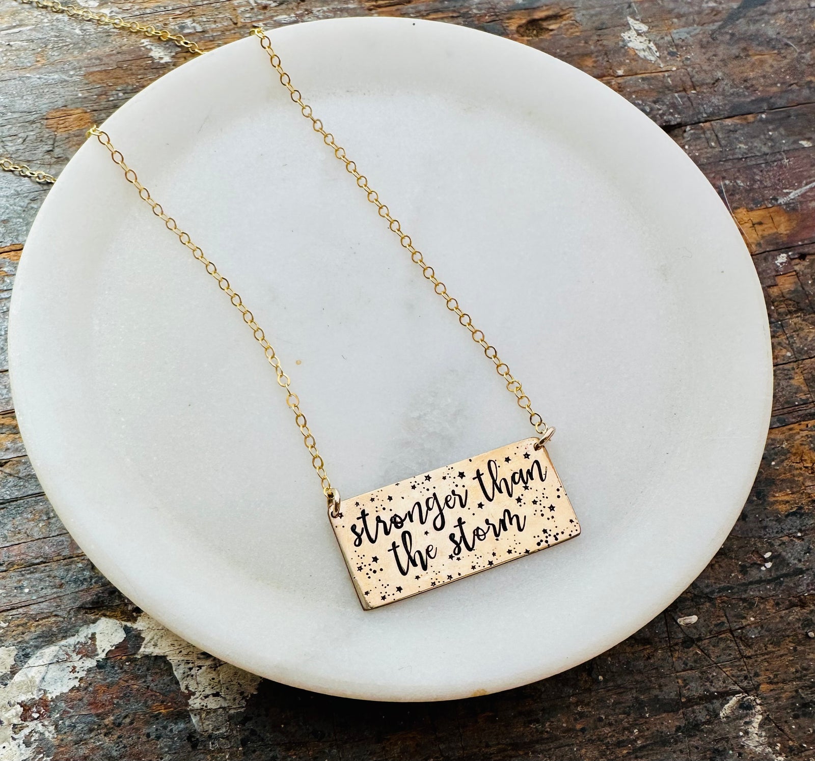 Stronger than the Storm - Horizontal Pendant Necklace