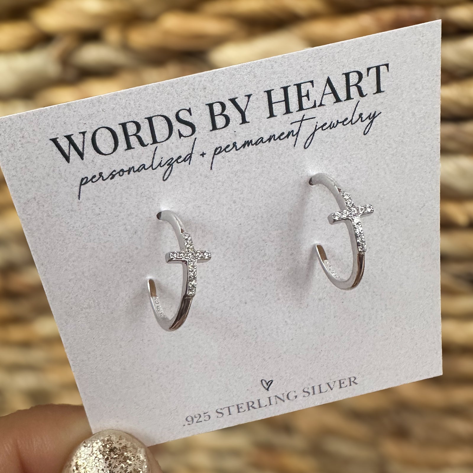 Silver CZ Cross Hoops