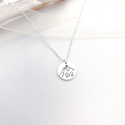 Words By Heart:Personalized Initial Mountain, 1'2" Disc Necklace:Asheville, NC