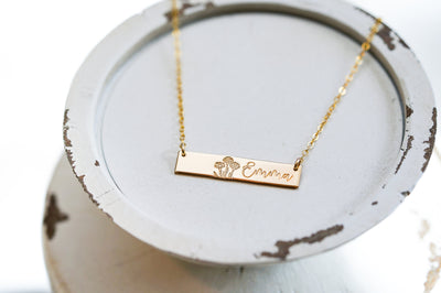 Minimalist Birth Flower Name Necklace